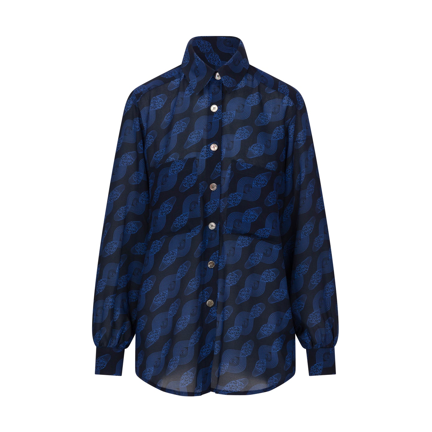 NANA SILK SHIRT - SIMPLE MOTIF TRUE BLUE