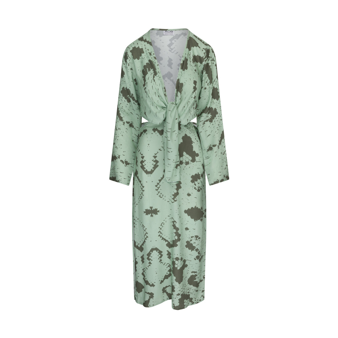 WINONAH TIE FRONT DRESS - SNAKE SAGE