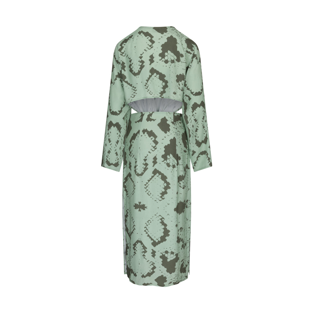 WINONAH TIE FRONT DRESS - SNAKE SAGE