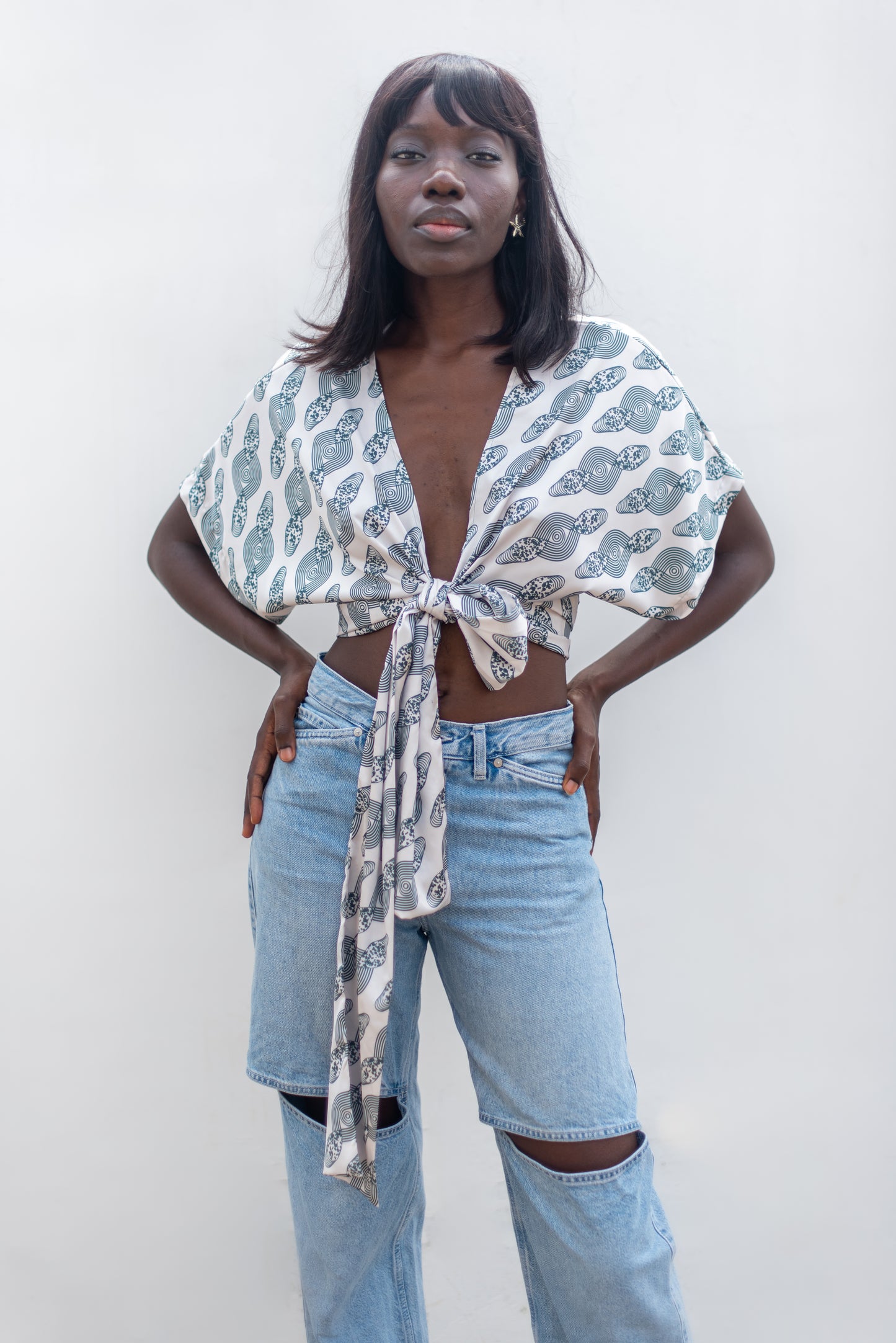 CHRISSY WRAP TOP - SIMPLE SEA SALT & GREEN