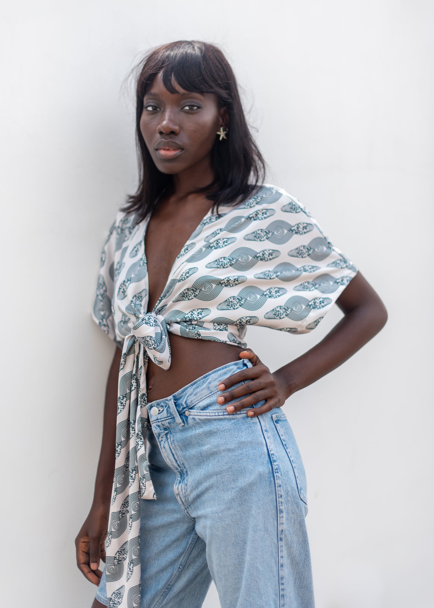 CHRISSY WRAP TOP - SIMPLE SEA SALT & GREEN