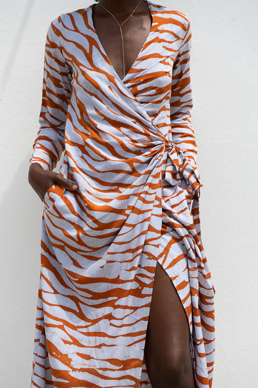 ALEXIS WRAP DRESS - BALANCE CLAY